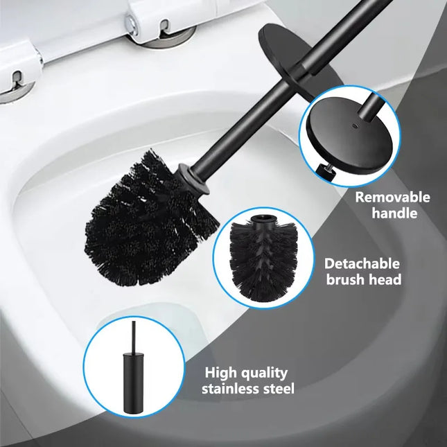 Toilet Brush and Holder Set Black Long Handle Toilet Bowl Cleaners Brush for Bathroom Storage and Organization by zapcart