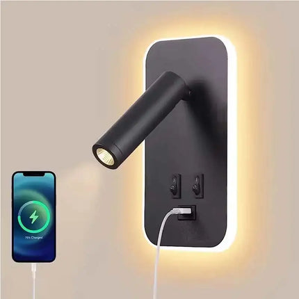 LED Wall Mounted Reading Light with Switch And USB Port Rotatable Bedside Wall Lamp Wall Sconce Spotlight for Bedroom by zapcart