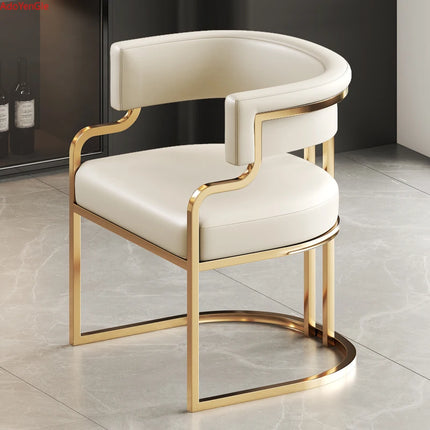 Designer Dining Chairs Beige Gold Legs Waiting Fashion Sofa Chairs Luxury Adults Floor Protector Sillas Indoor Supplies by zapcart