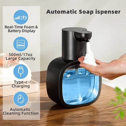 New Wall Mounted Automatic Soap Dispenser Foam Smart Hand Washing Machine 500ml Liquid Rechargeable Bathroom Induction Sensor by zapcart