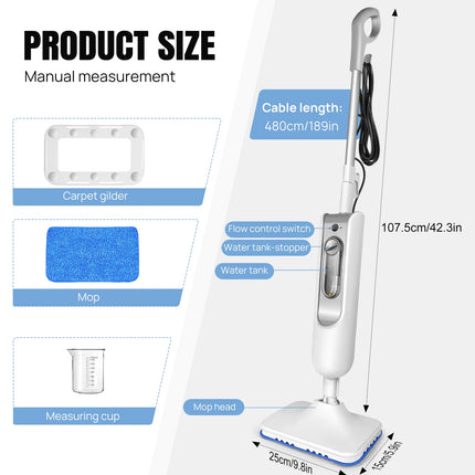 DayPlus Steam Mop & Detachable Steam Cleaner, 1500W Powerful Floor Steamer for Carpet Laminate Hardwood Grout Tile Marble, 400ml by zapcart