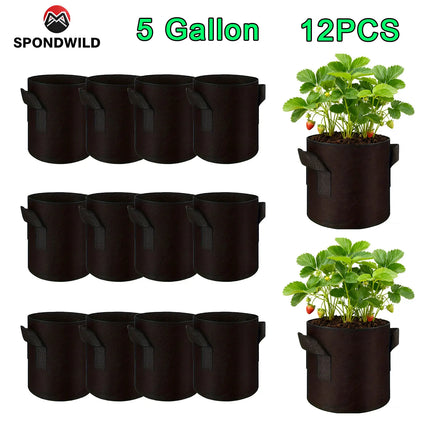 SPONDWILD 30 Pcs 15 Gallon Tomatoes / Potatoes Grow Bags Thickened Non-Woven Fabric Garden Greenhouse Pot Vegetable Growing Bags by zapcart