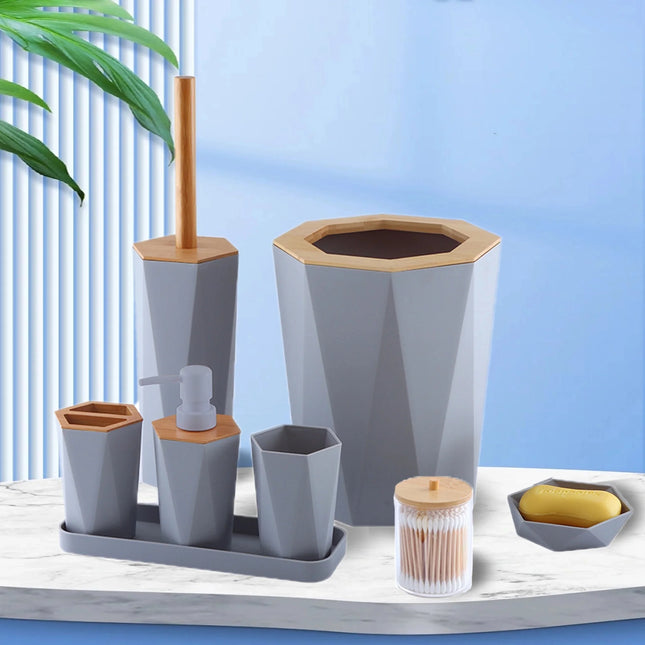 8pcs Luxury Bathroom Accessories Set Bath Supplies Lotion Rack Garbage Bin Toilet Brush Wash Rack Mouth Cup Soap Rack Home Decor by zapcart