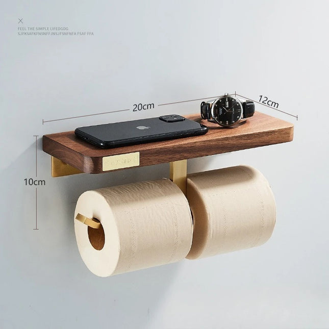 Walnut Wood Brushed Gold Bathroom Hardware Set Towel Rack Toilet Paper Holder Towel Bar Robe Hook Shelf Bathroom Accessories by zapcart