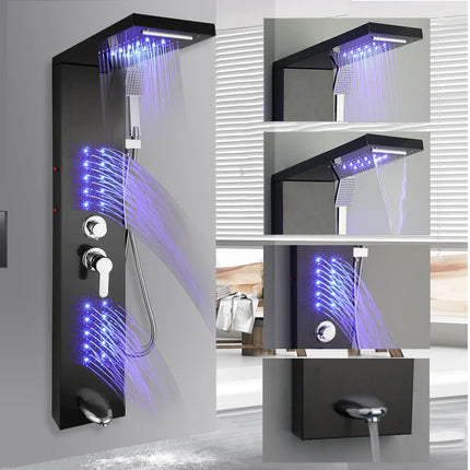 KEMAIDI Shower Panel Bathroom Shower Tower w/ LED Rainfall Waterfall Shower Head Body Massage Jet Shower Tub Spout Shower Column by zapcart