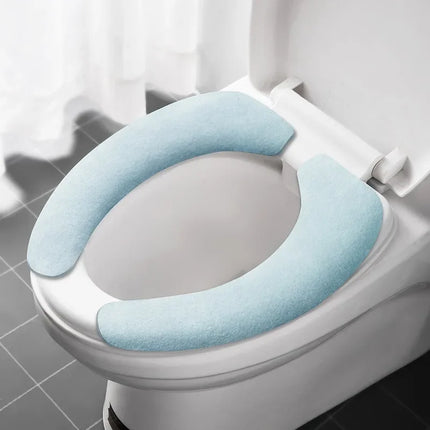 Toilet Seat Cover Soft Closestool Paste Solid Color Toilet Sticky Seat Pad Washable Bathroom Warmer Seat Lid Cover Pad Universal by zapcart