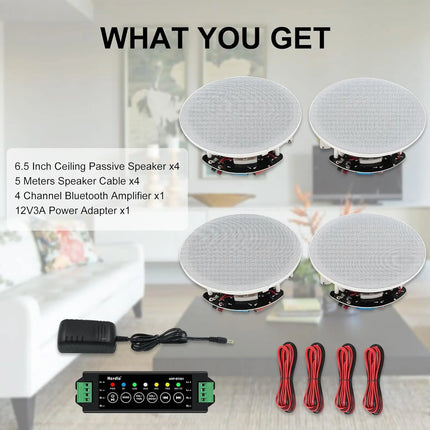Herdio Bluetooth Ceiling Speakers 6.5 Inch For Home Theater by zapcart