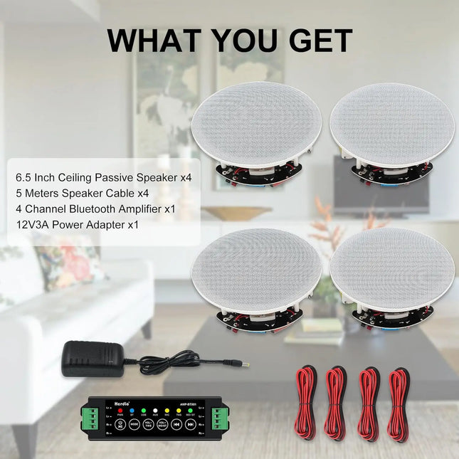 Herdio Bluetooth Ceiling Speakers 6.5 Inch For Home Theater by zapcart