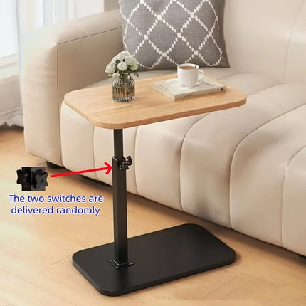 Adjustable height table - with wooden tabletop, portable sofa side table, suitable for coffee, office, and indoor/outdoor use by zapcart