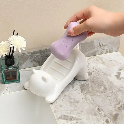 Cartoon Cat Soap Box Cartoon Soap Dish Drainable Storage Holder Soap Container Storage Dish Household Bathroom Accessories by zapcart