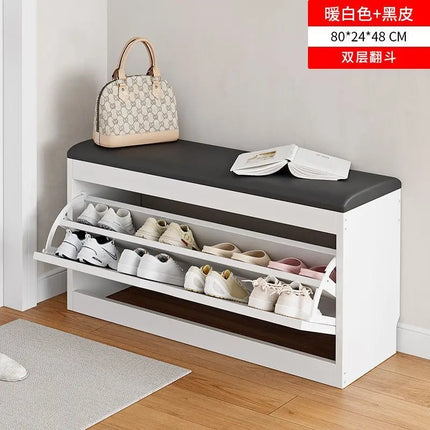 Tipping bucket shoe change stool household door shoe cabinet can sit integrated locker entry shoe stool simple shoe rack storage by zapcart