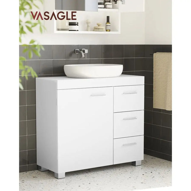 Under Sink Bathroom Cabinet, Storage Cabinet, with 3 Drawers, 2 Compartments Behind the Door, for Washbasins with Pedestal, wit by zapcart