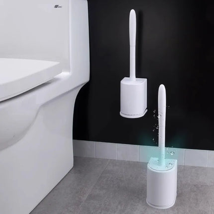1 piece toilet brush set with no dead corners, long handle toilet brush, no need for punching holes, soft bristles for cleaning by zapcart
