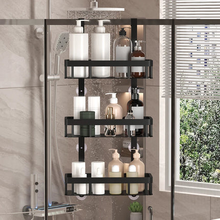Bathroom wall mounted three-layer storage rack, door mounted rack, shower gel rack, shower room supplies storage rack by zapcart