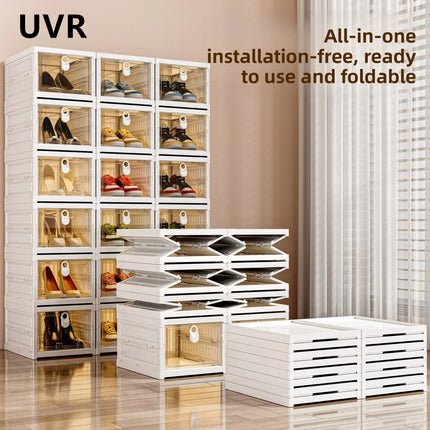 UVR Dustproof Shelf Multi-layer Integrated Foldable Shoe Organizer Large Capacity Snack Storage Box Household Shoe Cabinet by zapcart