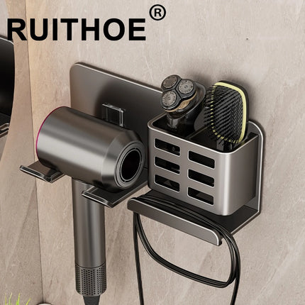 Hair Dryer Holder Wall Dryer Cradle Straightener Stand Hairdryer Organizer Box Toilet Blower Holder Shelf Bathroom Accessories by zapcart