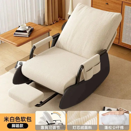 Rocking Chair Household Reclining And Sleeping Lazy Sofa Balcony Adult Leisure Living Room Single Lunch Break Adjustable Recline by zapcart