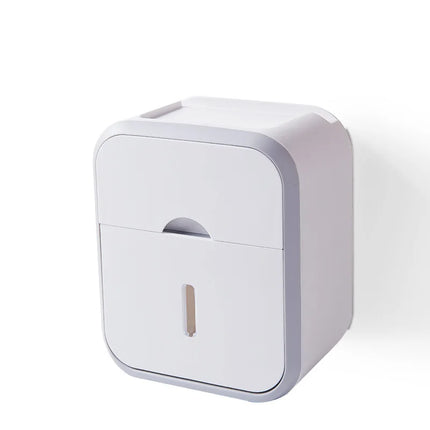 Storage Box Toilet Paper Organizer Waterproof High Capacity Dust-proof Punch-free Wall Mounted Roll Paper Bathroom Home Supplies by zapcart