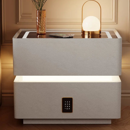 Floating LED Bedside Table Smart Nightstand with Wireless Charging Luxury Modern 2-Tier Storage Drawer Compact Bedroom Furniture by zapcart