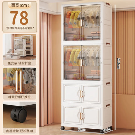 Children's Wardrobe Storage Cabinet Living Room Foldableable Bedroom Container Bins Large Capacity Baby Wardrobe Multi-Function by zapcart
