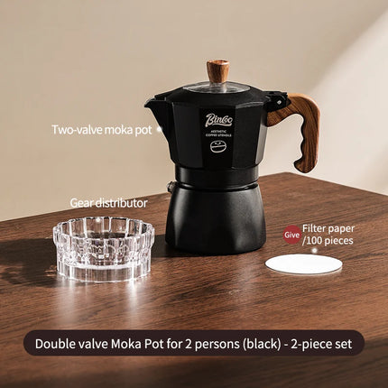 Bincoo Dual Valve Moka Pot Set with Heater, Espresso Coffee Maker, Portable Home Machine, Outdoor Use by zapcart