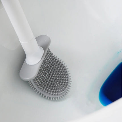 WIKHOSTAR Breathable Toilet Brush Holder with Silicone Bristles Non-Slip Water Leak Proof Long Handle Wc Toilet Cleaning Brush by zapcart