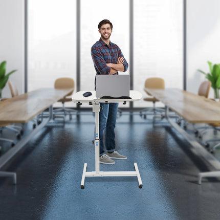 Computer Desk C-frame Design Table Stand, Adjustable Rolling Laptop Table, Adjustable Computer Desk Stand with Wheels by zapcart