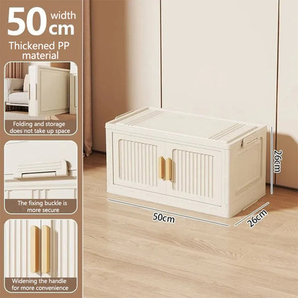 Foldable Child's Wardrobe Large Capacity Non-Install Double Door Storage Cabinet Simple Design with Wheels Organizer Cabinet by zapcart