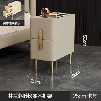 Nordic Style Bedroom Bedside Table Modern Mini Narrow Rock Surface Nightstand Self-Contained 2 Drawers Wooden Tables by zapcart