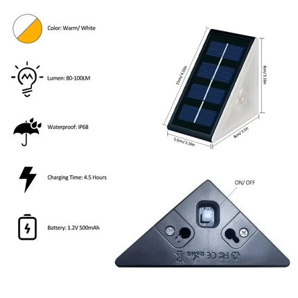 Outdoor Solar Step Lights, Warm White & RGB, IP67 Waterproof, Auto On, for Patio, Yard, Driveway, Porch Decoration by zapcart