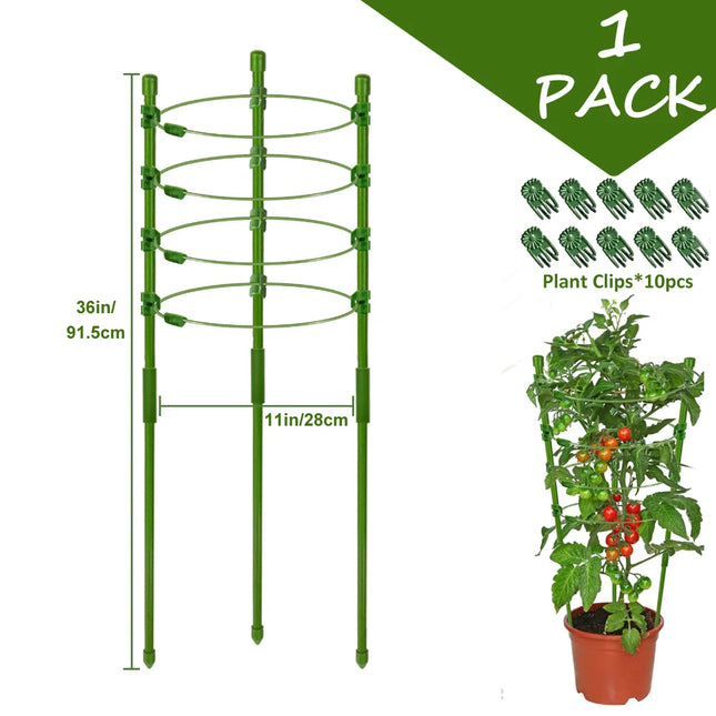 90cm Adjustable Tomato Cage 36 inches Plant Support Cages Cucumber Trellis for Climbing Plants 4 Adjustable Rings and Plant Clip by zapcart
