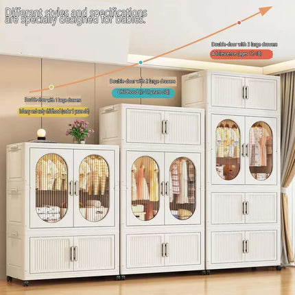 Children's Wardrobe Storage Cabinet Household Baby Clothing Cabinet Hangable Organizer for Baby Clothes by zapcart