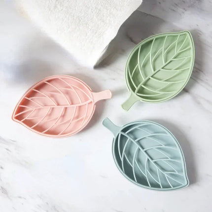 3 Colors Leaf Shape Soap Holder Non Slip Soap Box Toilet Shower Tray Draining Rack Bathroom Gadgets Soap Dish Tray Holder by zapcart