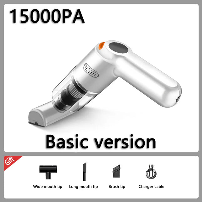 Wireless Mini Vacuum Cleaner 15000PA High Power 120W Cordless Handheld Robot Dust Blower for Car Home Pet Hair by zapcart