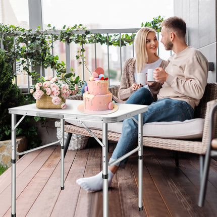 75CM Portable Adjustable Aluminium Alloy Folding Table, 2.5FT Table for Homework Compact Handy Camping Table Garden Party BBQ by zapcart