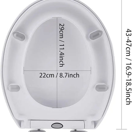 Toilet Seat in Oval Shape，Toilet Lid with Soft-Close Mechanism，Quick Release Attachment to the Top 360° Adjustable Hinges by zapcart