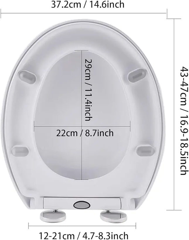 Toilet Seat in Oval Shape，Toilet Lid with Soft-Close Mechanism，Quick Release Attachment to the Top 360° Adjustable Hinges by zapcart