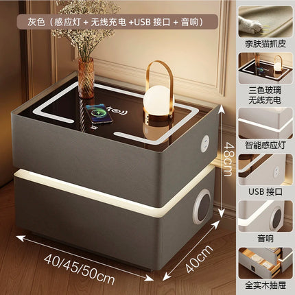 Floating LED Bedside Table Smart Nightstand with Wireless Charging Luxury Modern 2-Tier Storage Drawer Compact Bedroom Furniture by zapcart