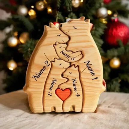 Personalized Wooden Bear Family Puzzle Name Gift Baby Moms by zapcart