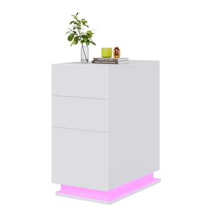 Bedside Table with 3 Drawers Bedside Cabinet with Light Wood Bedside Table with Charging Station 2AC/2USB Narrow Drawer Cabinet by zapcart