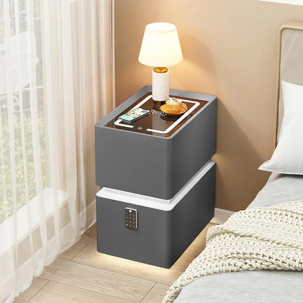 Wireless Charging Smart Bedside Table Modern Solid Wood Drawer Cabinet Floating Narrow Nightstand Minimalist Bedside Storage by zapcart