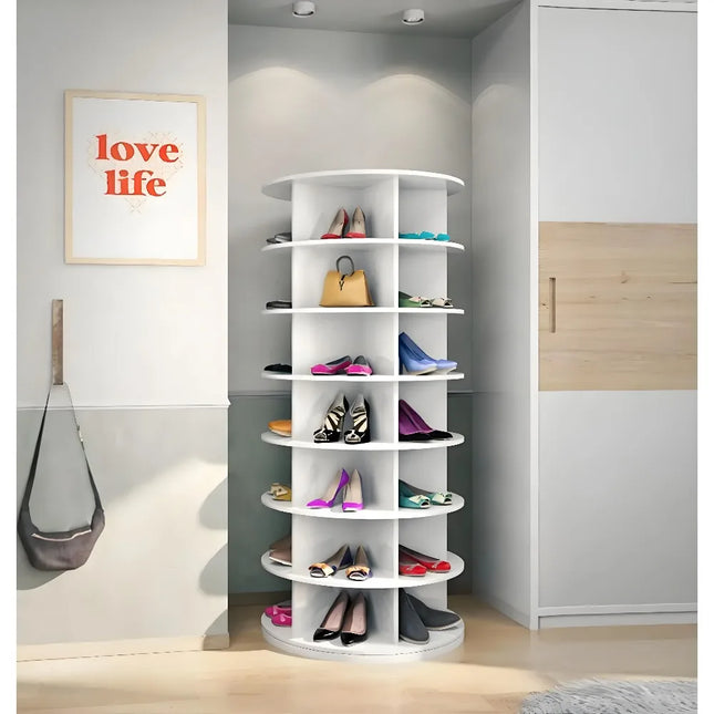 Smart Intelligent Full-Height 360 Degree Rotating DIY Wood Shoe Rack Cabinet Mirror Door Modern Home Furniture for Hallway by zapcart