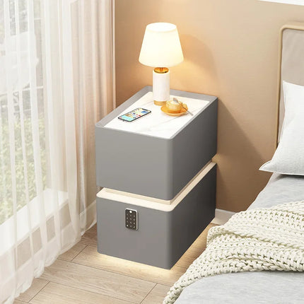 Wireless Charging Smart Bedside Table Modern Solid Wood Drawer Cabinet Floating Narrow Nightstand Minimalist Bedside Storage by zapcart