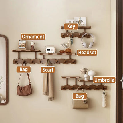 Entrance Hall Coat Rack Wall Mounted Clothes Scarf Storage Hooks Interior Clothing Bag Keys Organizer Hangers with Storage Rack by zapcart