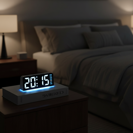 Black shell blue accent nightstand