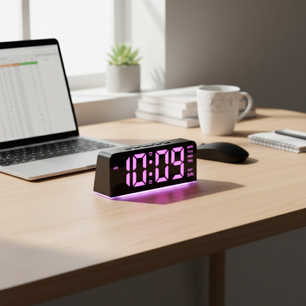 Black shell pink display office desk