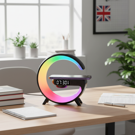 Black VIKEFON charger on British student desk