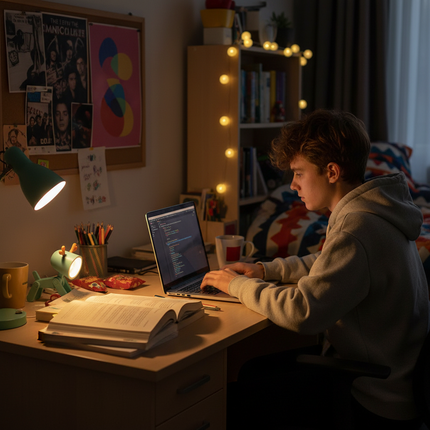 Blue deer and green dog in dorm