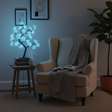 Blue Rose Lamp Reading Corner