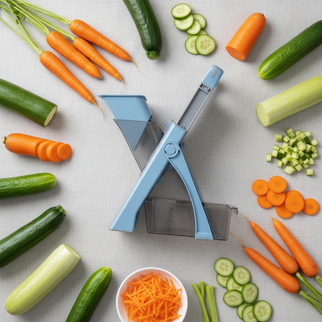 Blue Slicer – Flat Lay